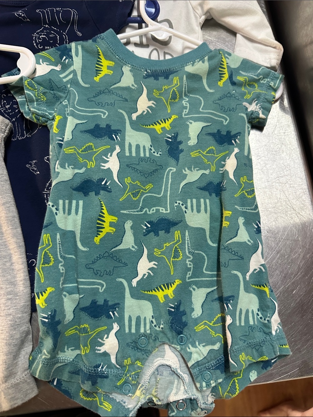 Carter's Baby Boy Dino Onesie Bundle - Navy, Gray, Green, Teal 8piece Bundle - Picture 3 of 8